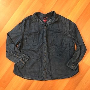 Merona oversized pocket denim chambray button down